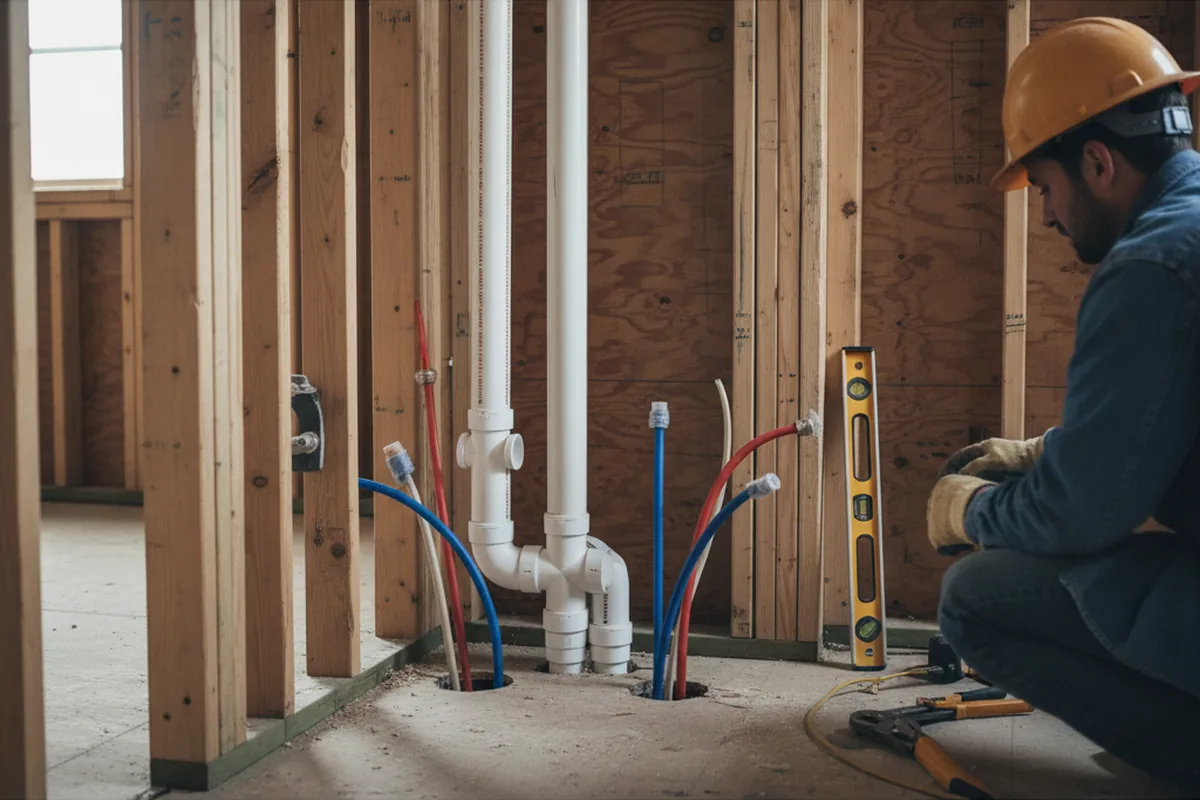Drain and supply rough-in during Sump Pump Repair in Vincentown